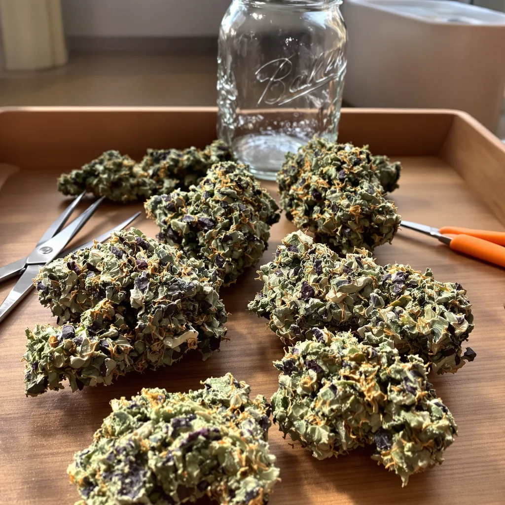 Pineapple Chunk 80% indica / 20% sativa — flor con tricomas visibles