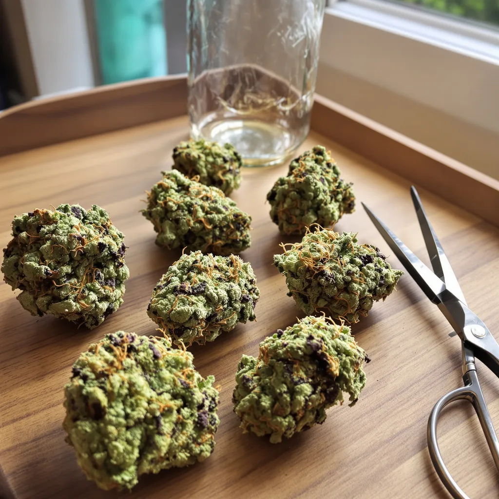 Pineapple Express 62% indica / 38% sativa — flor con tricomas visibles