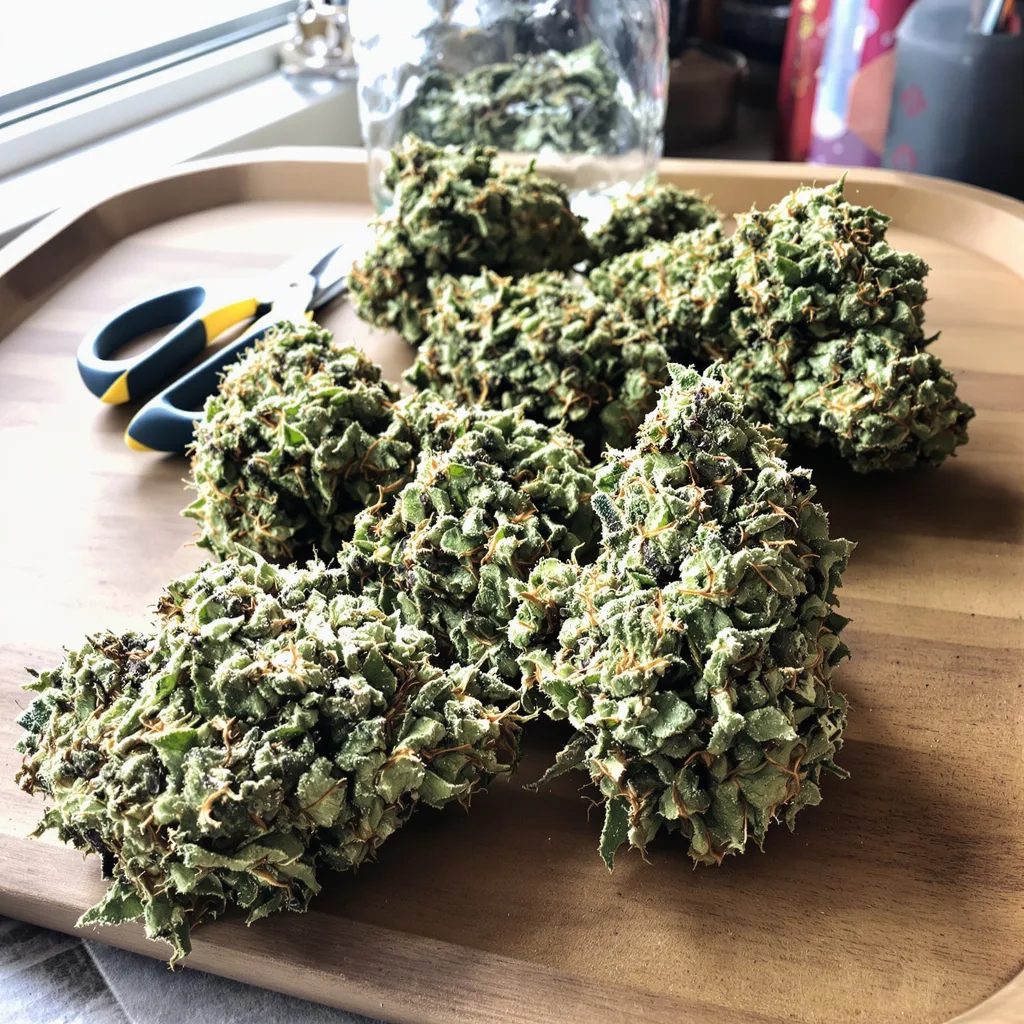 Pineapple 50% indica / 50% sativa — flor con tricomas visibles