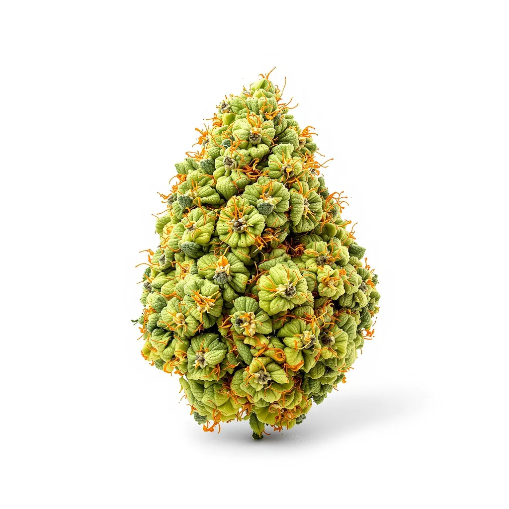 Pineapple Haze 30% indica / 70% sativa — flor con tricomas visibles