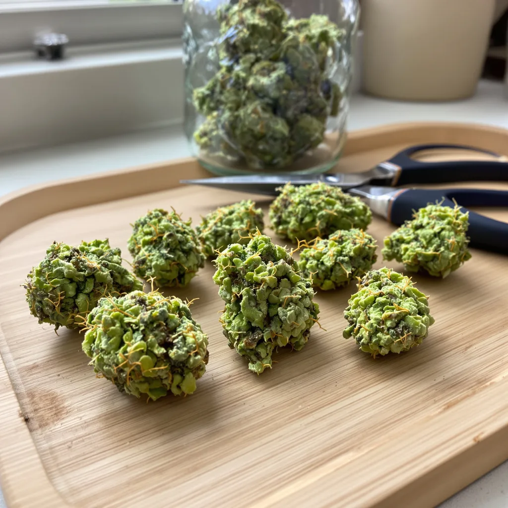 Pineapple Jack 10% indica / 90% sativa — flor con tricomas visibles