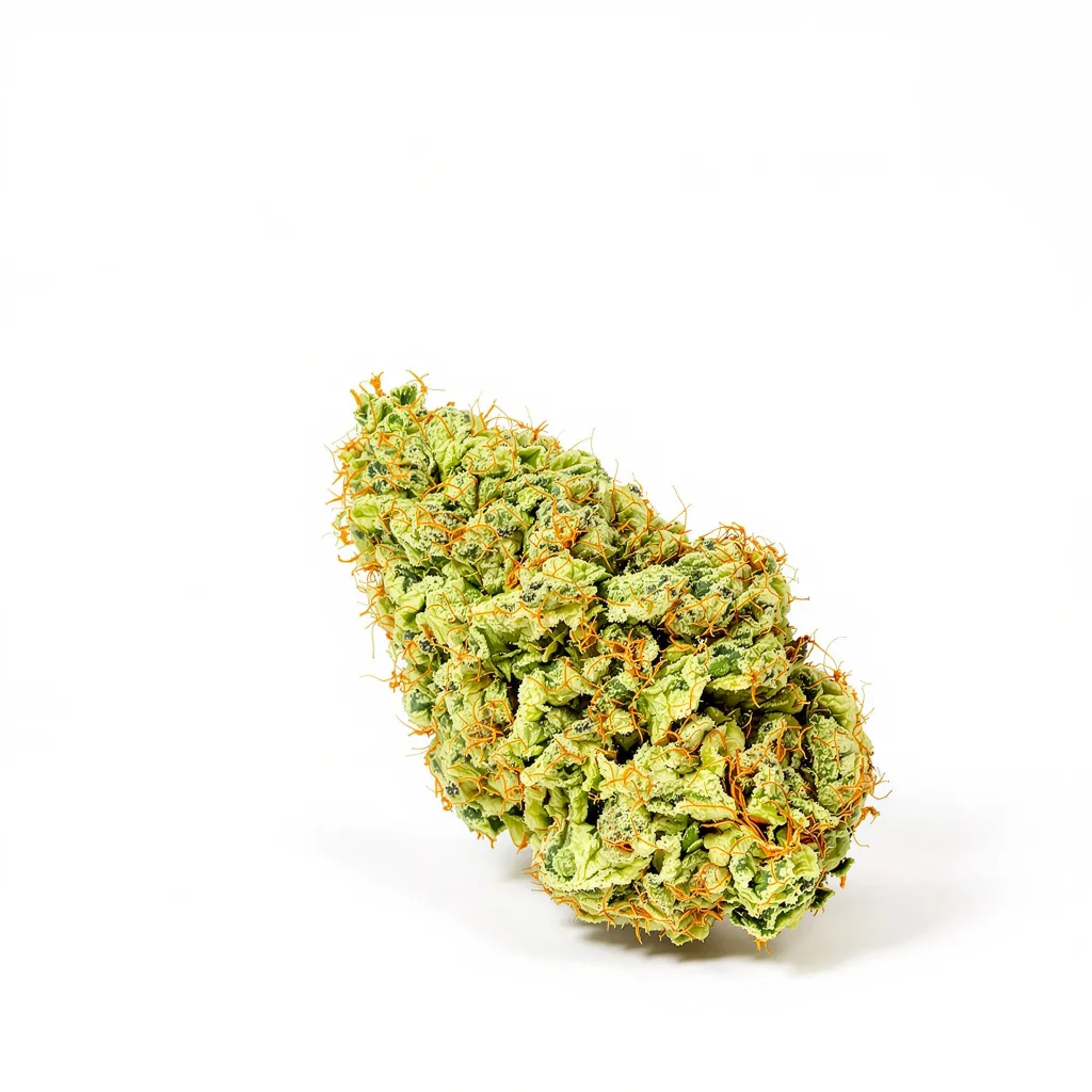 Pineapple Jack 10% indica / 90% sativa — flor con tricomas visibles