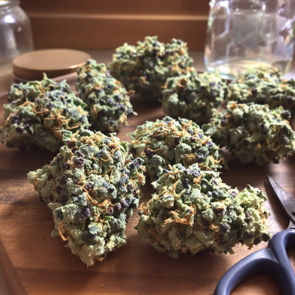 Pineapple Kush 40% indica / 50% sativa — flor con tricomas visibles