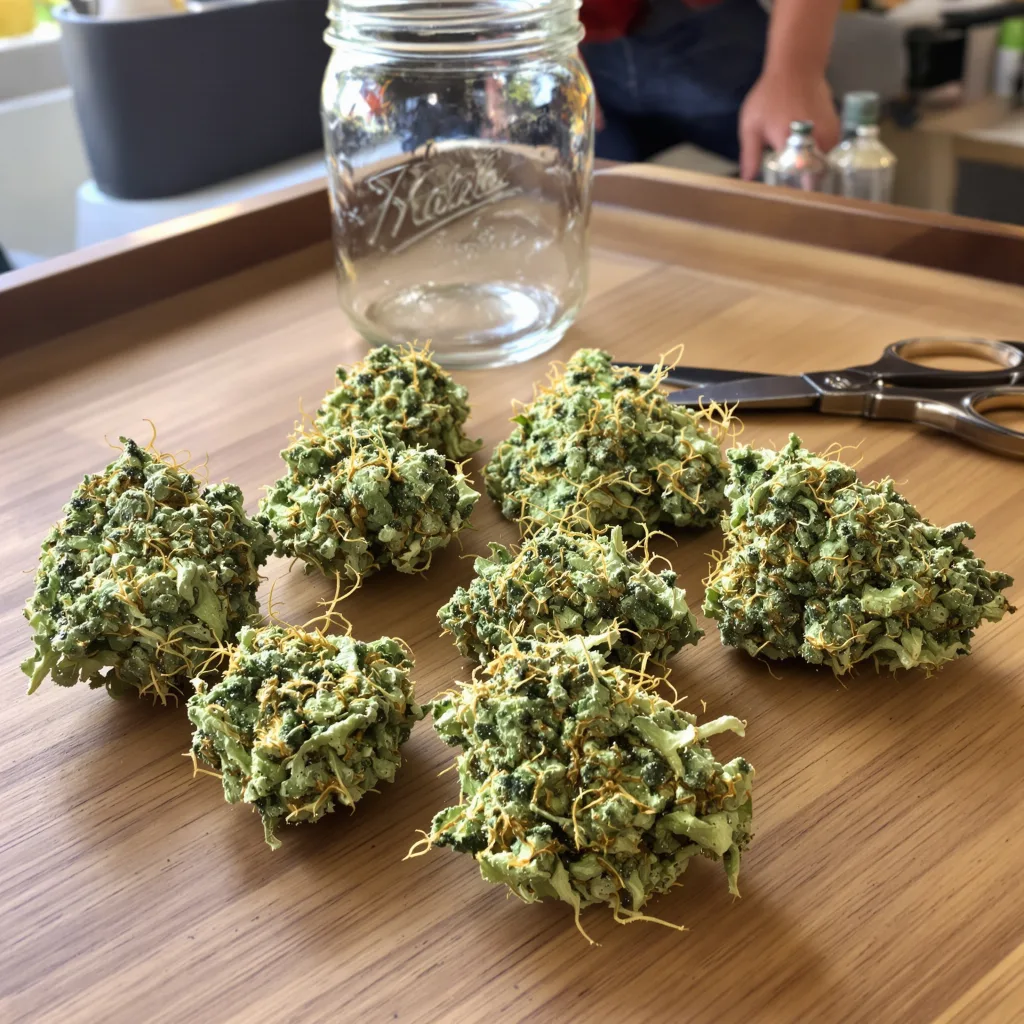 Pineapple Mayhem 11% indica / 89% sativa — flor con tricomas visibles