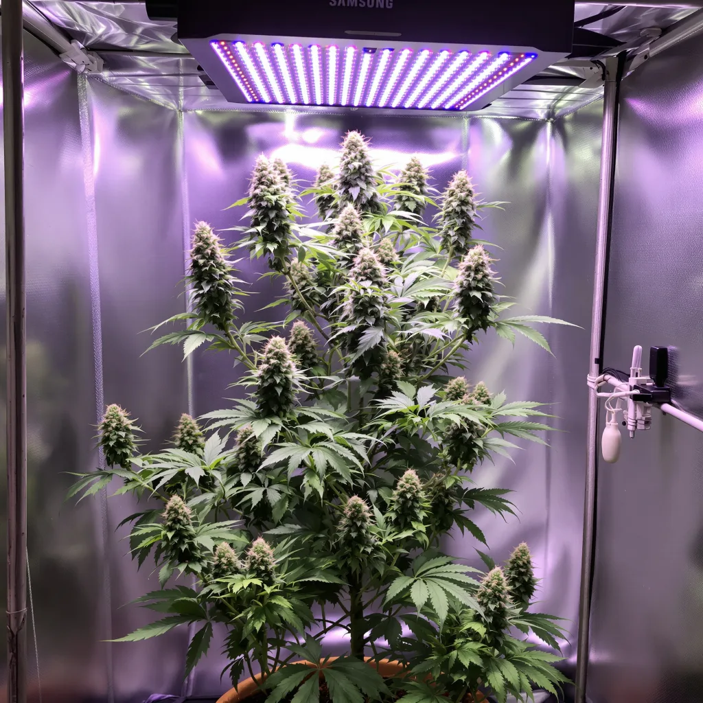 Planta de cannabis Pineapple Purple Skunk en fase de floración — 120-180 cm feminizada