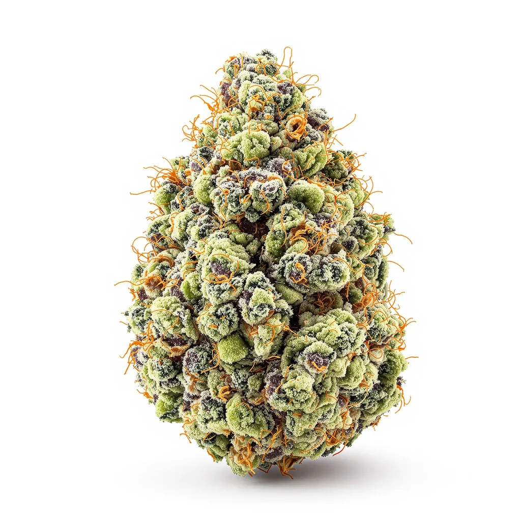 Pineapple Purple Skunk 60% indica / 40% sativa — flor con tricomas visibles