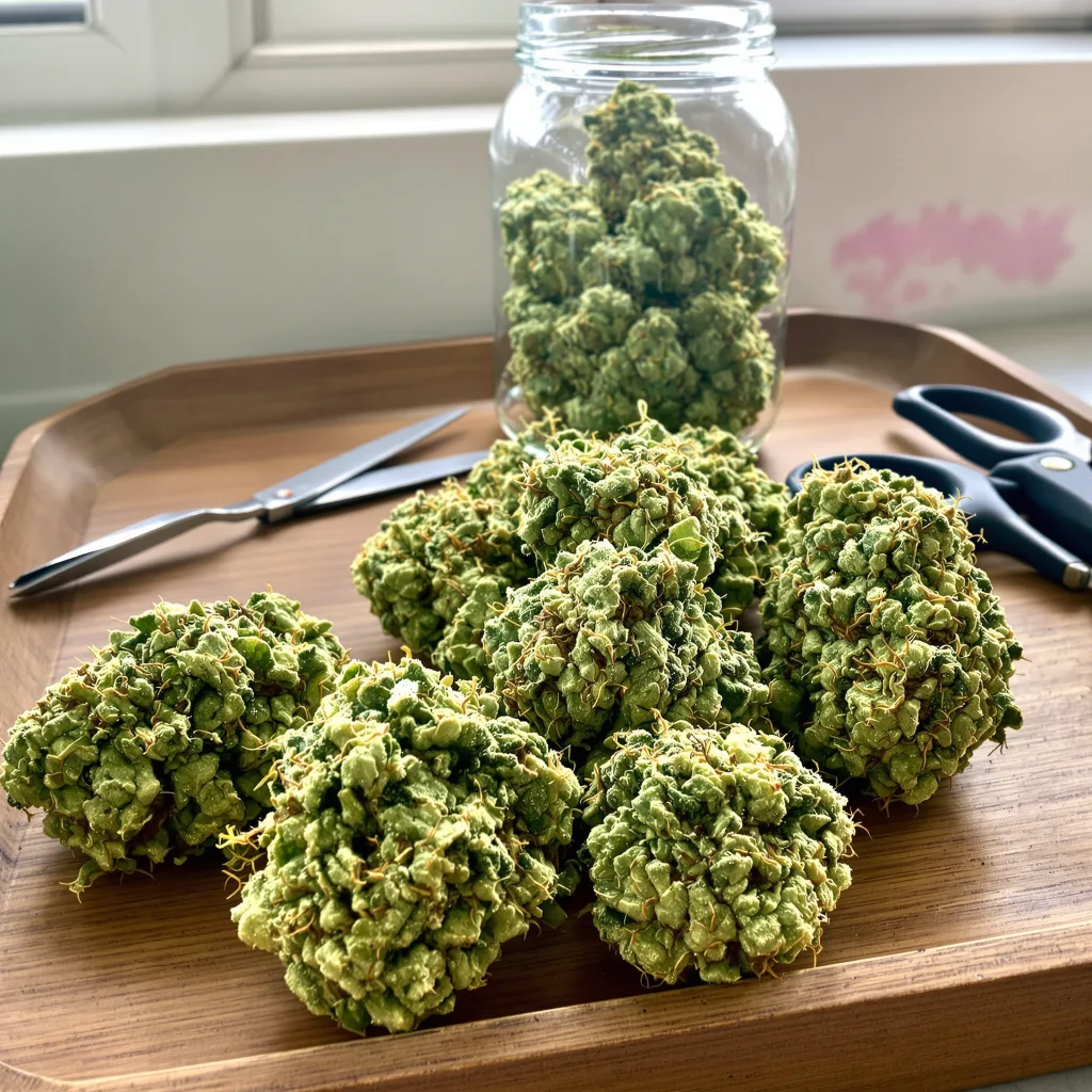 Pineapple Thai 50% indica / 100% sativa — flor con tricomas visibles