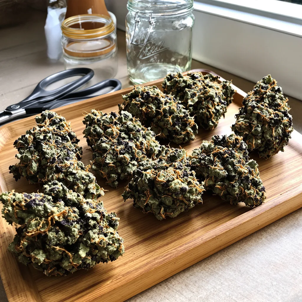 Pink Bubba 67% indica / 33% sativa — flor con tricomas visibles
