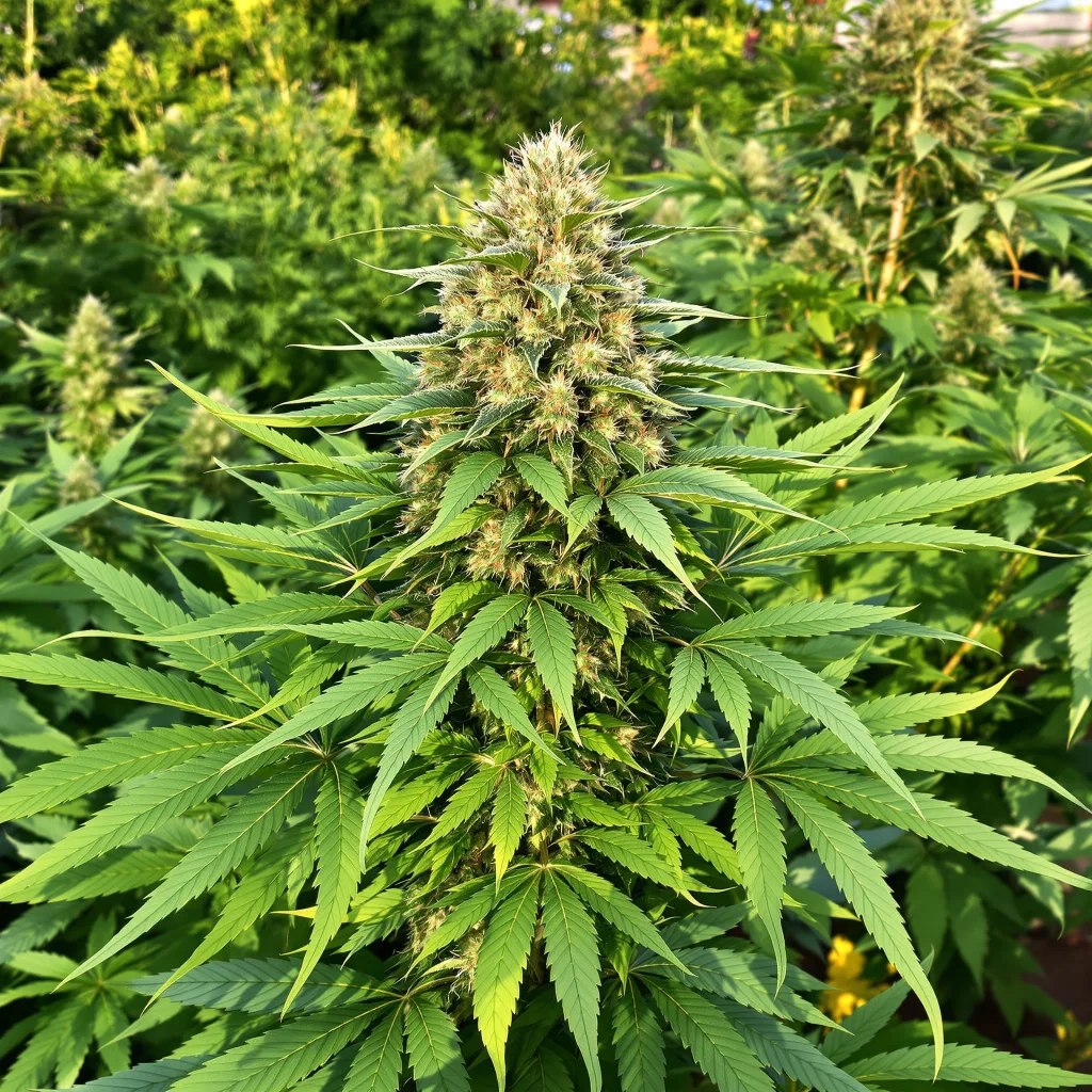 Pink Champagne 71% indica / 29% sativa — flor con tricomas visibles