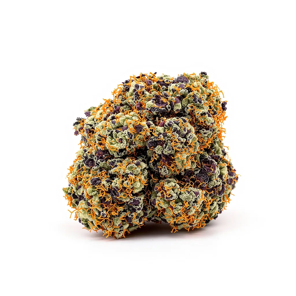 Pink Champagne 71% indica / 29% sativa — flor con tricomas visibles