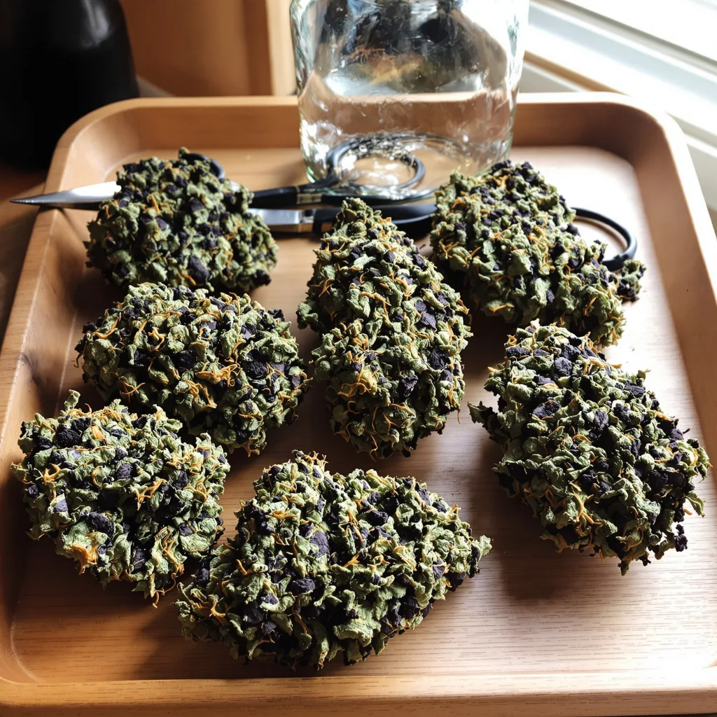 Pink Death Star 79% indica / 21% sativa — flor con tricomas visibles