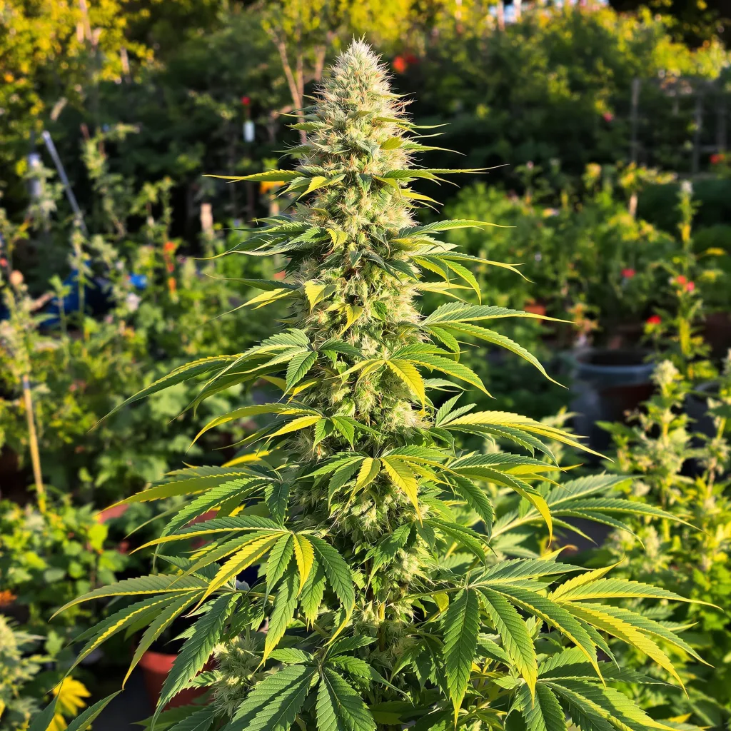 Pink Mango 48% indica / 52% sativa — flor con tricomas visibles