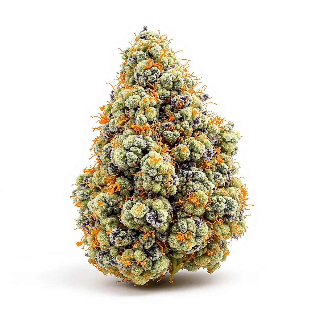 Pink Pez 63% indica / 37% sativa — flor con tricomas visibles