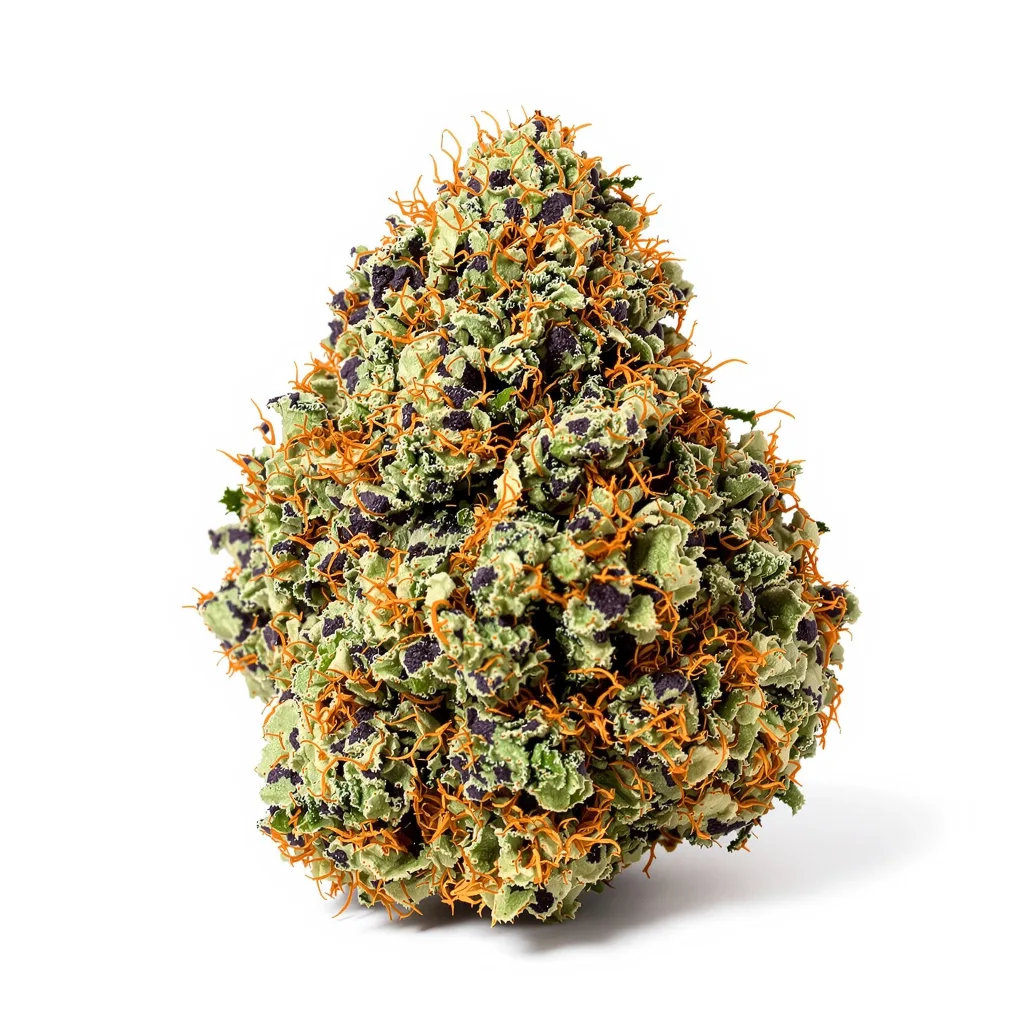 Pitbull Pit 80% indica / 20% sativa — flor con tricomas visibles