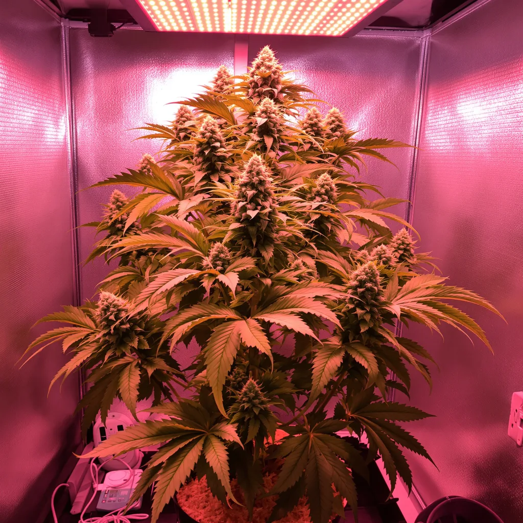 Planta de cannabis Platinum Bubba Kush en fase de floración — 60-100 cm autofloración