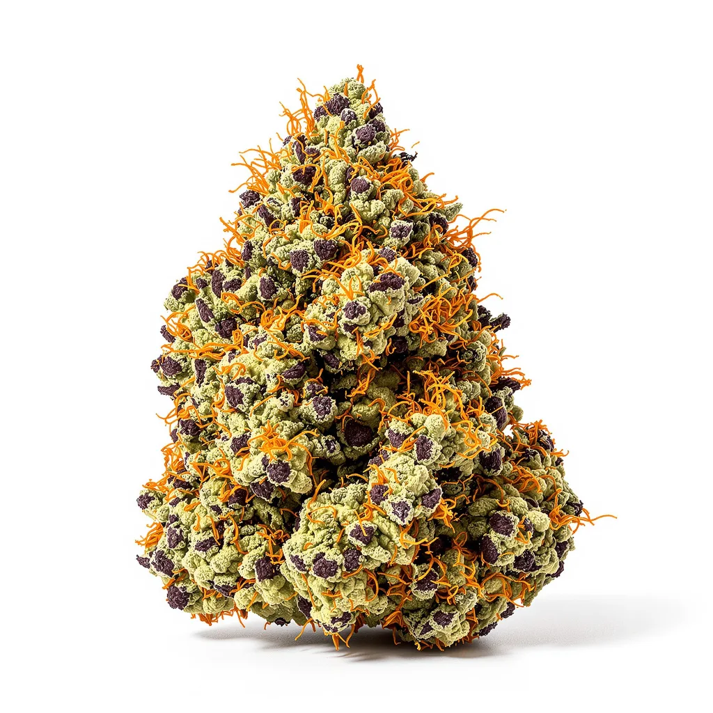 Platinum Bubba Kush 70% indica / 20% sativa — flor con tricomas visibles