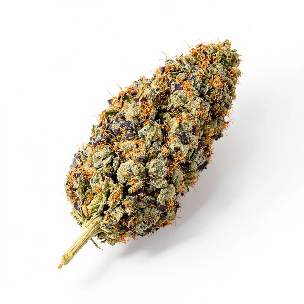 Platinum Kush 82% indica / 18% sativa — flor con tricomas visibles