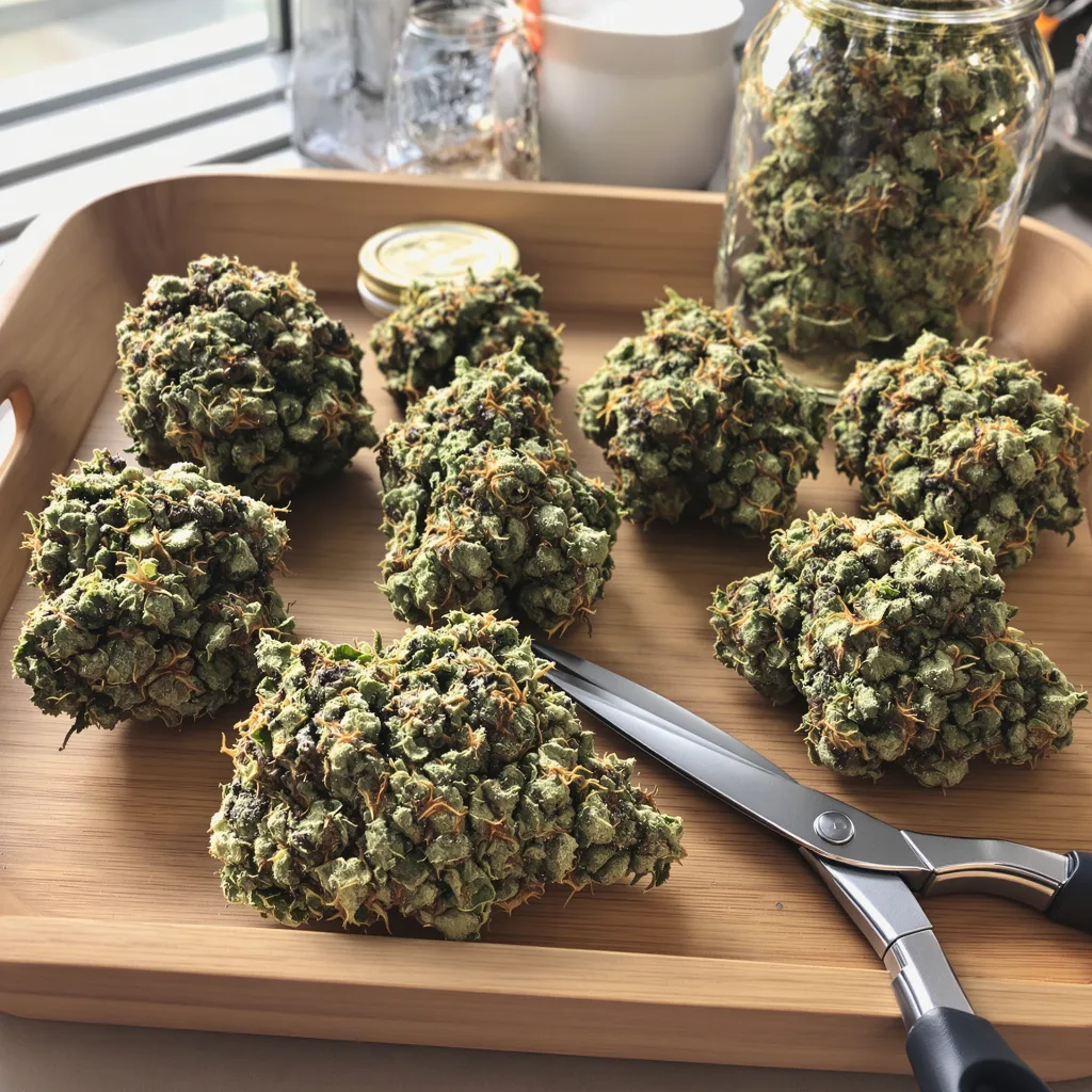Platinum OG 62% indica / 38% sativa — flor con tricomas visibles