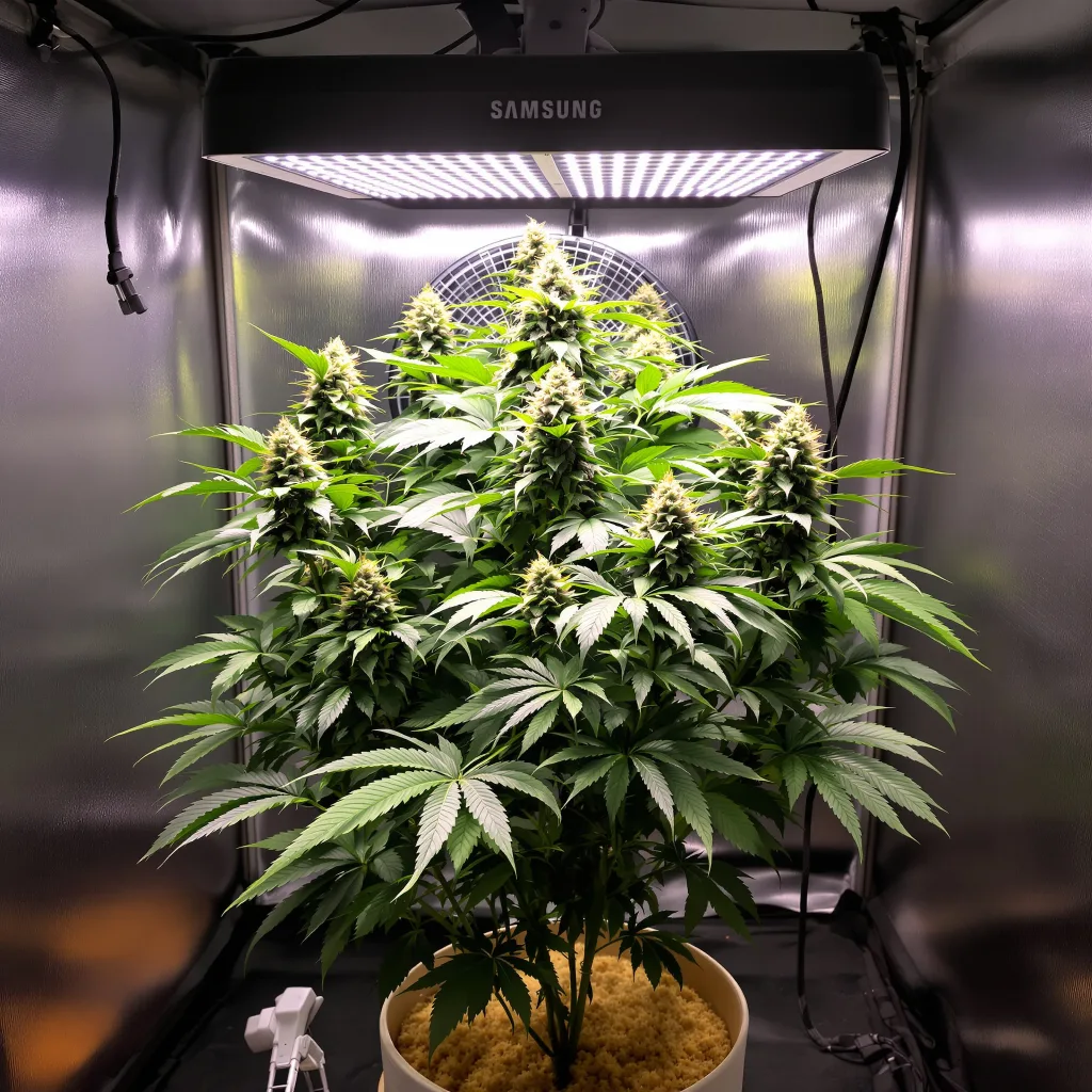 Planta de cannabis Platinum Purple Kush en fase de floración — 90-130 cm feminizada