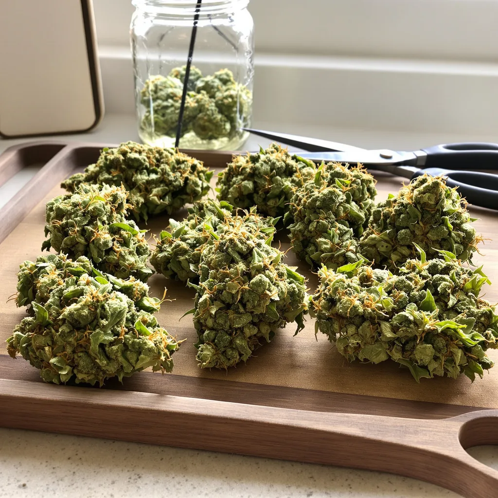 Platinum Wreck 25% indica / 75% sativa — flor con tricomas visibles