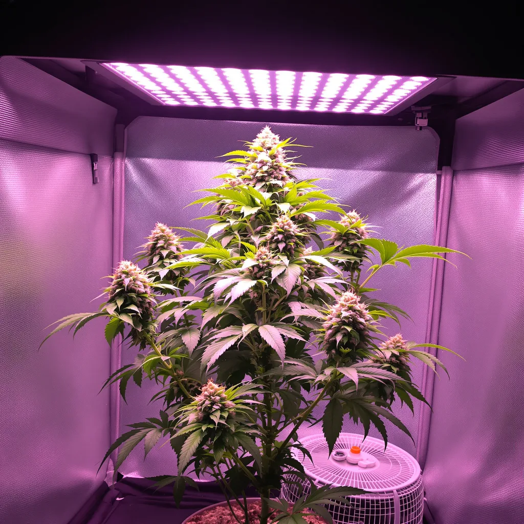 Planta de cannabis Pluto Kush en fase de floración — 60-100 cm autofloración