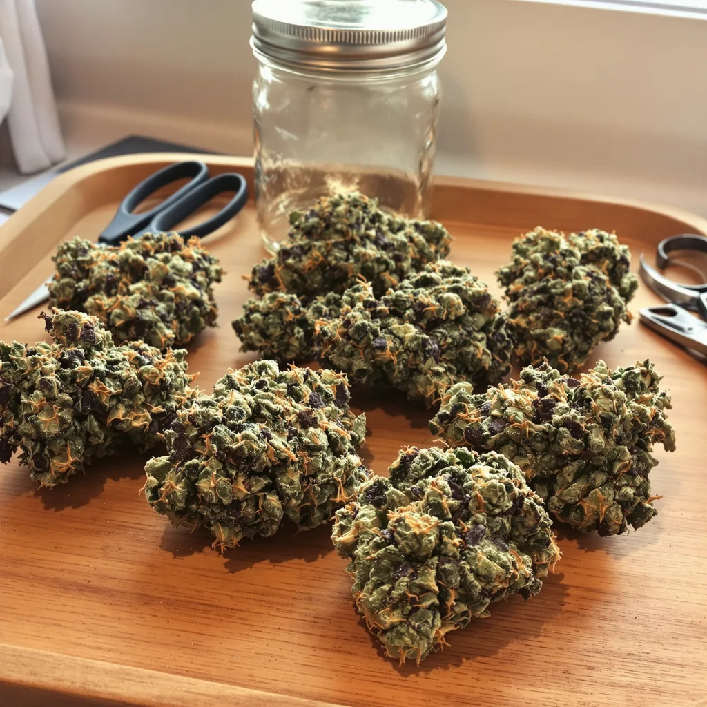 Pluto Kush 88% indica / 12% sativa — flor con tricomas visibles