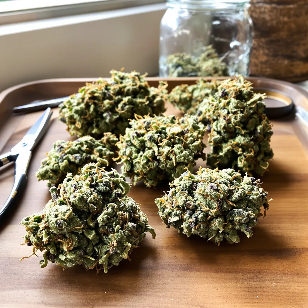 Pop Rox 42% indica / 58% sativa — flor con tricomas visibles