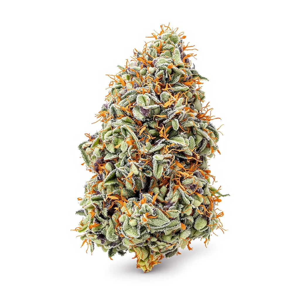 Pop Rox 42% indica / 58% sativa — flor con tricomas visibles