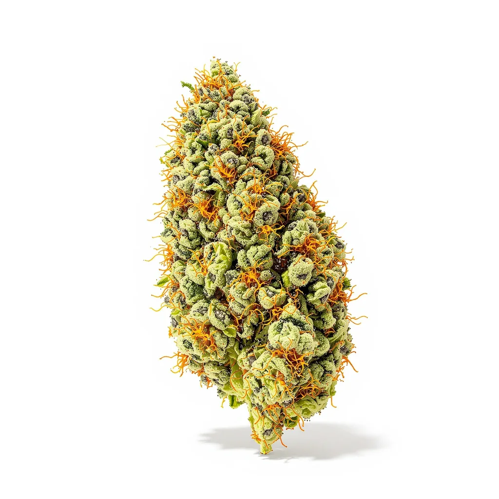 Power Plant 16% indica / 84% sativa — flor con tricomas visibles