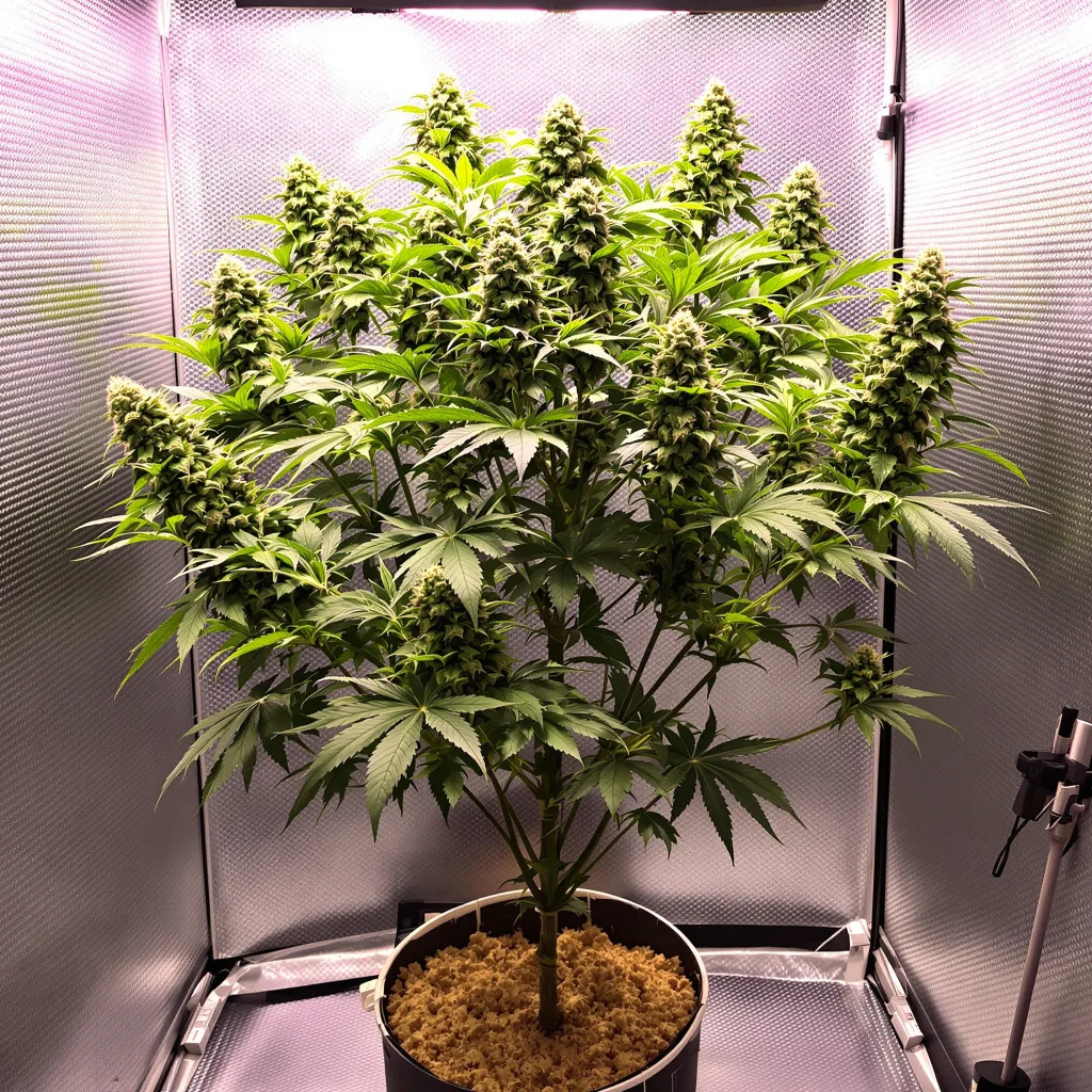 Planta de cannabis Pre-98 Bubba Kush en fase de floración — 60-100 cm autofloración