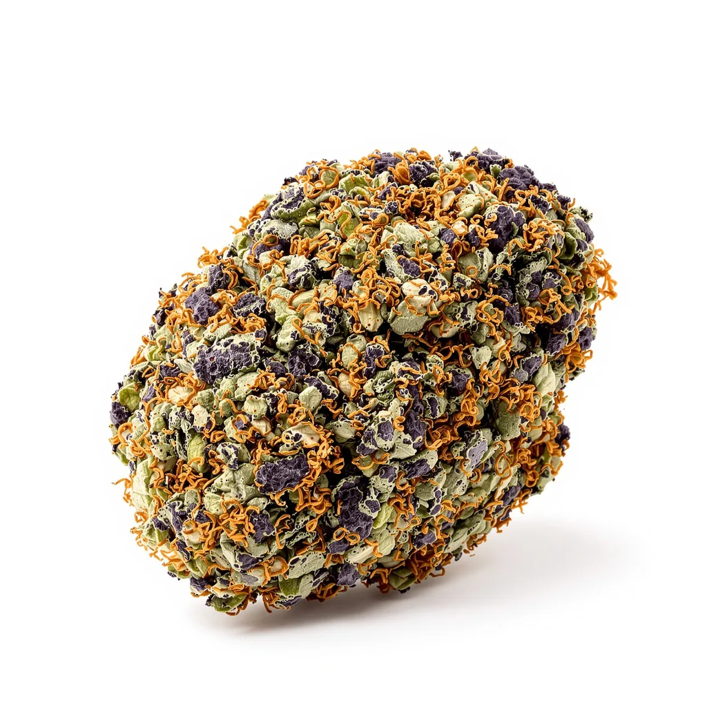 Puna Budder 70% indica / 30% sativa — flor con tricomas visibles