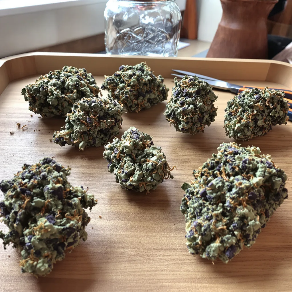 Puna Budder 70% indica / 30% sativa — flor con tricomas visibles