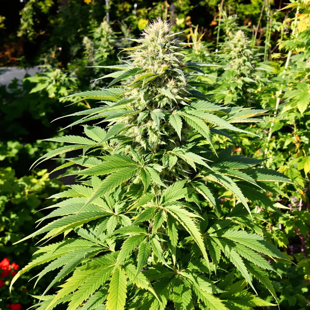 Pure Kush 70% indica / 30% sativa — flor con tricomas visibles