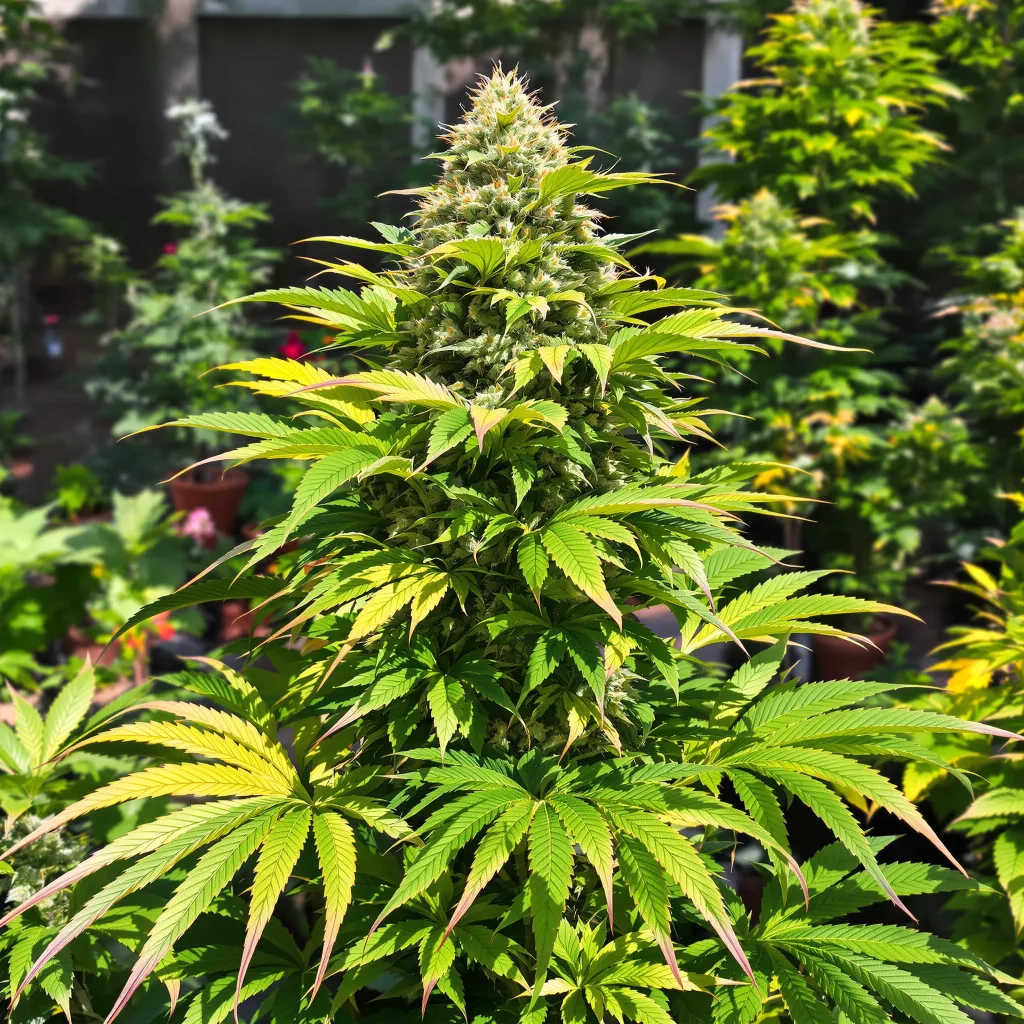 Pure OG 86% indica / 14% sativa — flor con tricomas visibles