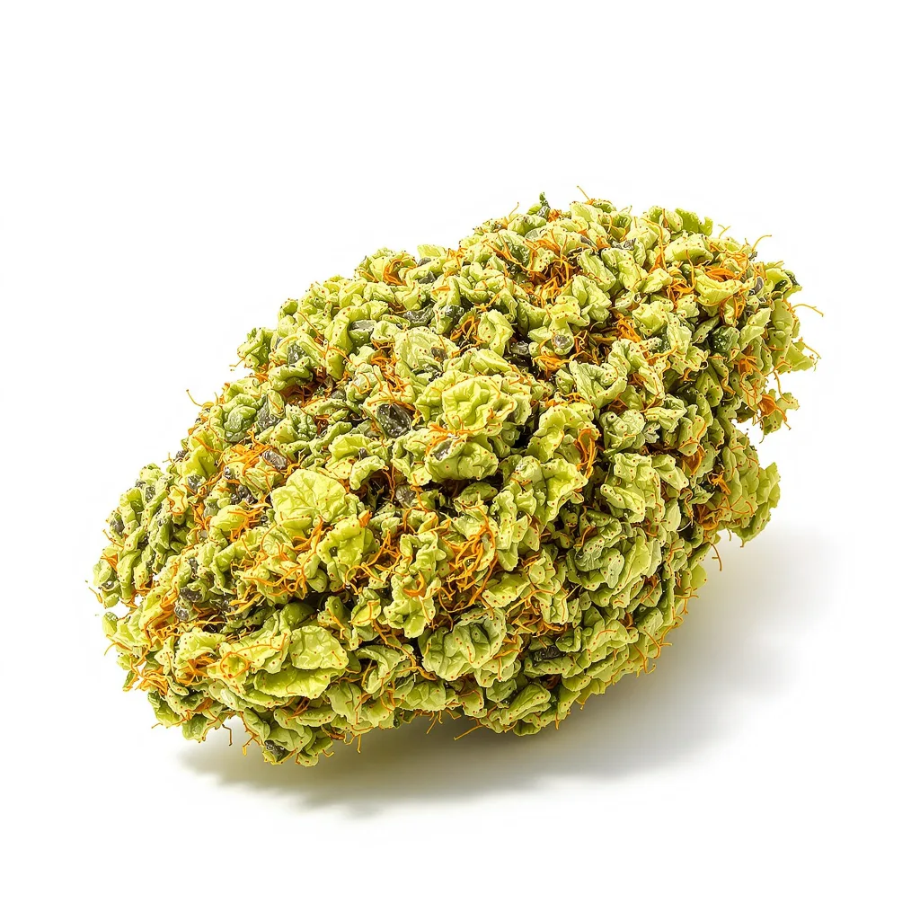 Pure Power Plant 16% indica / 84% sativa — flor con tricomas visibles