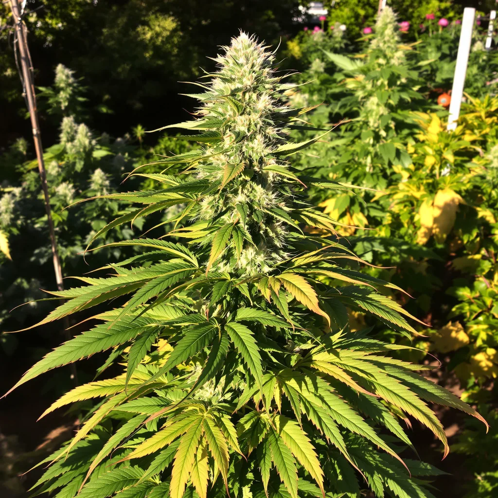 Purple 43 68% indica / 32% sativa — flor con tricomas visibles