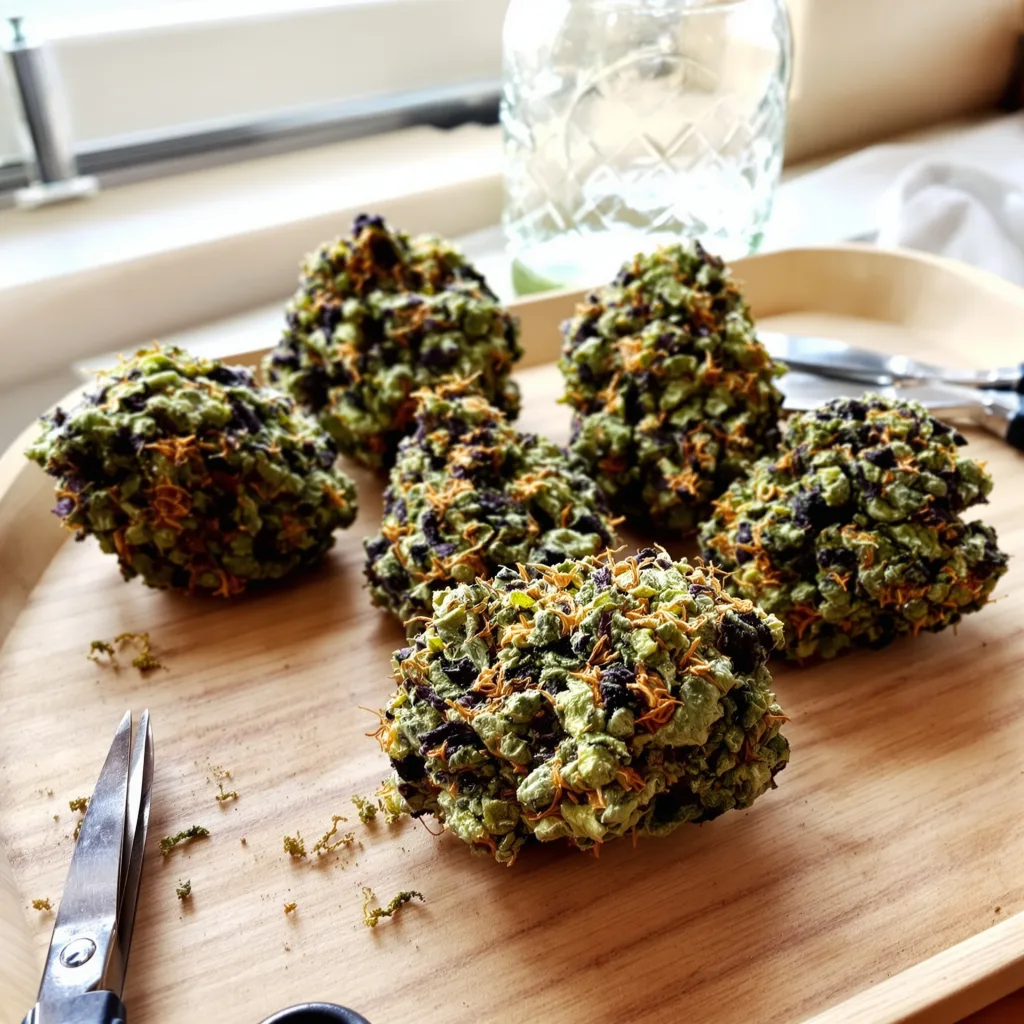 Purple Afghani 84% indica / 16% sativa — flor con tricomas visibles