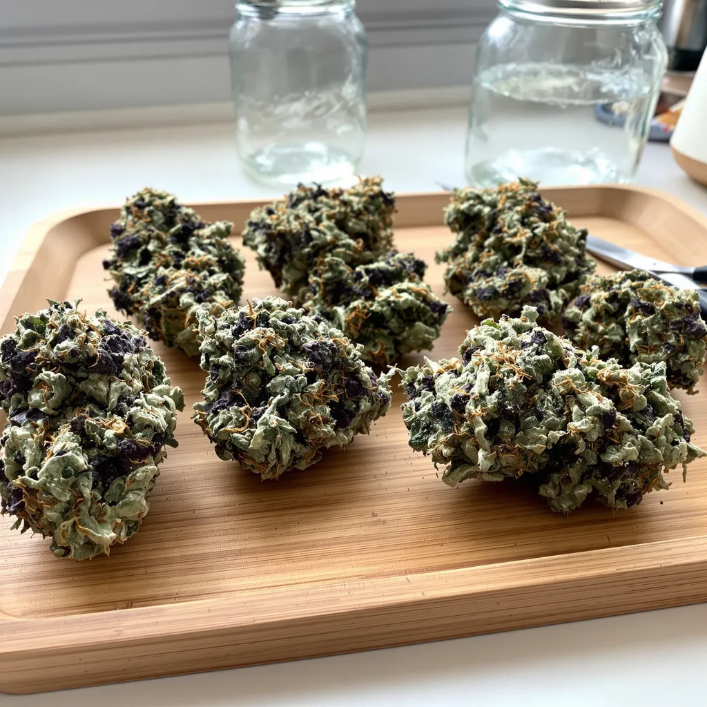 Purple Alien OG 86% indica / 14% sativa — flor con tricomas visibles