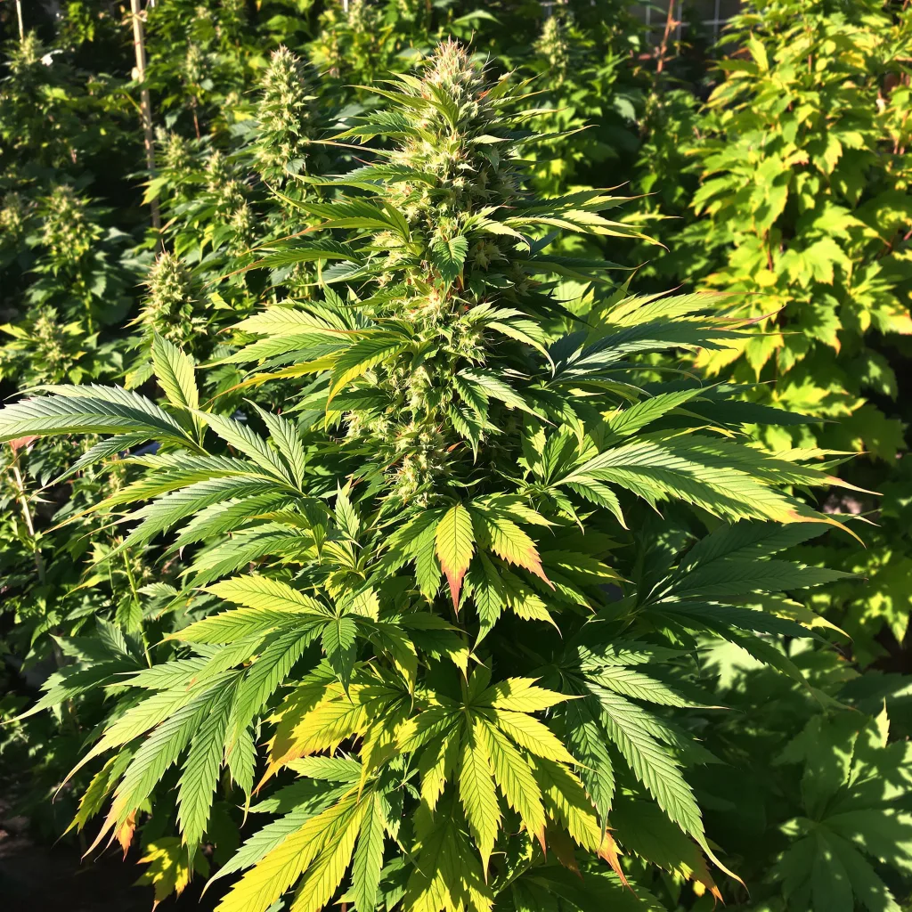 Purple Arrow 79% indica / 21% sativa — flor con tricomas visibles