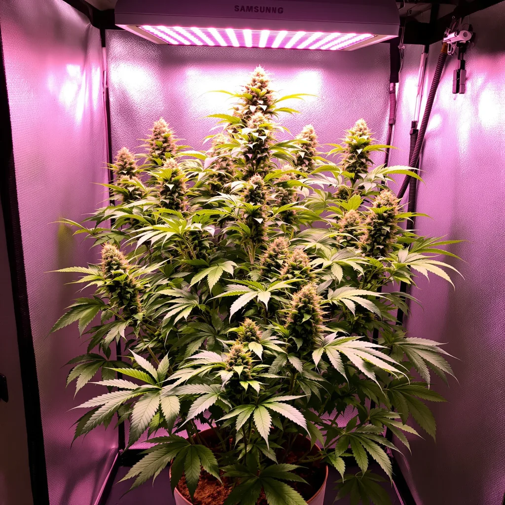 Planta de cannabis Purple Berry en fase de floración — 60-100 cm autofloración