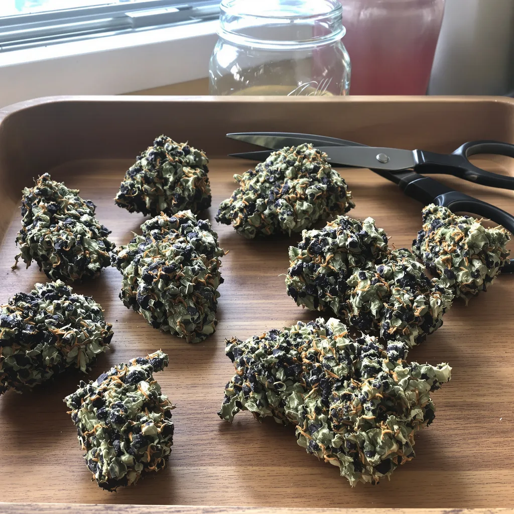 Purple Bush 78% indica / 22% sativa — flor con tricomas visibles
