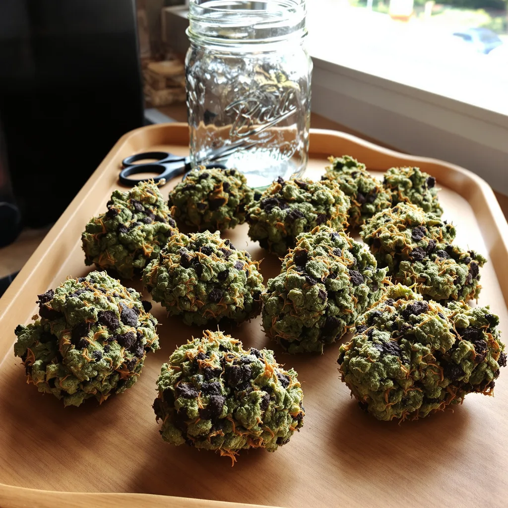Purple Candy 77% indica / 23% sativa — flor con tricomas visibles