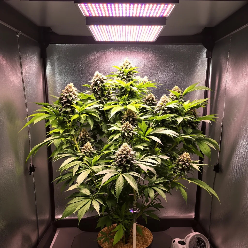 Planta de cannabis Purple Chemdawg en fase de floración — 60-100 cm autofloración