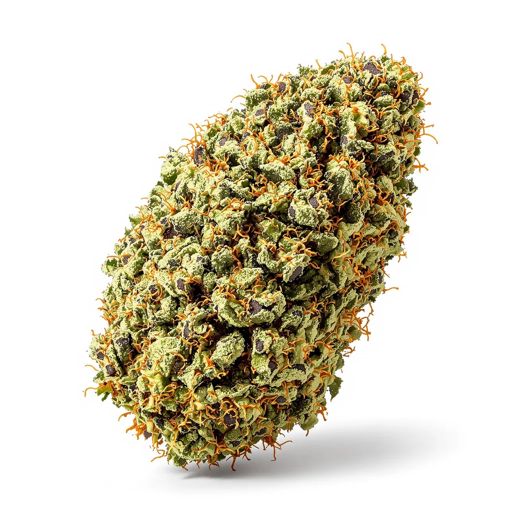 Purple Chemdawg 71% indica / 29% sativa — flor con tricomas visibles