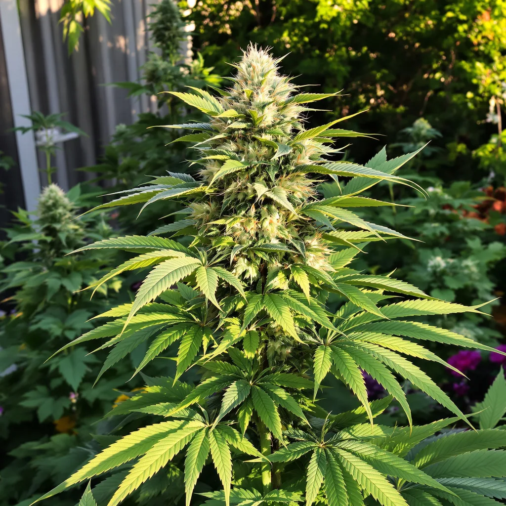 Purple Dragon 66% indica / 34% sativa — flor con tricomas visibles