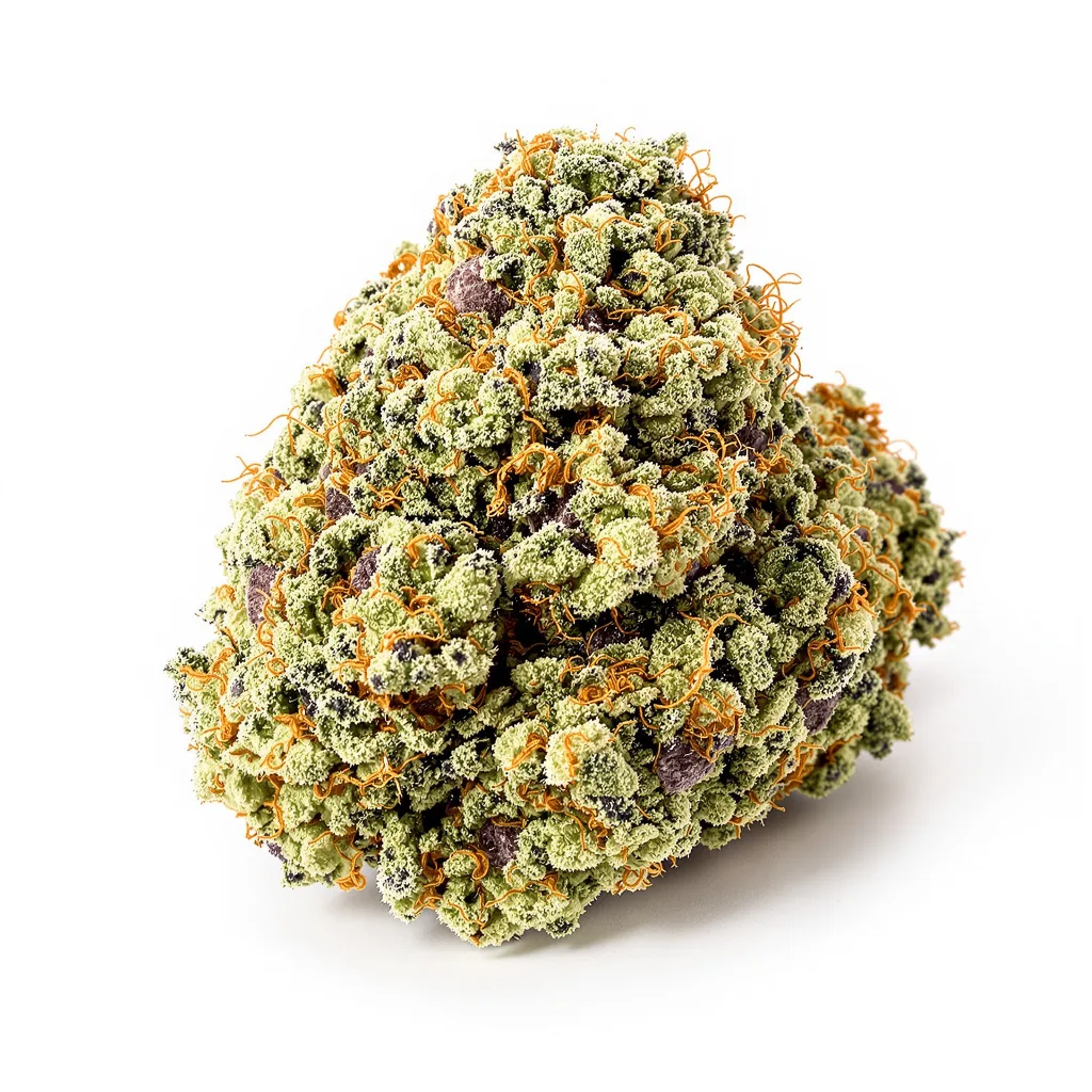 Purple Elephant 60% indica / 40% sativa — flor con tricomas visibles