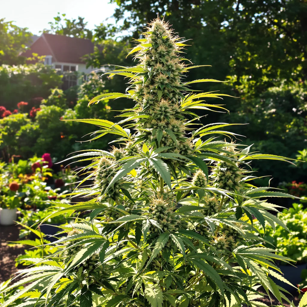 Purple Gorilla 46% indica / 54% sativa — flor con tricomas visibles