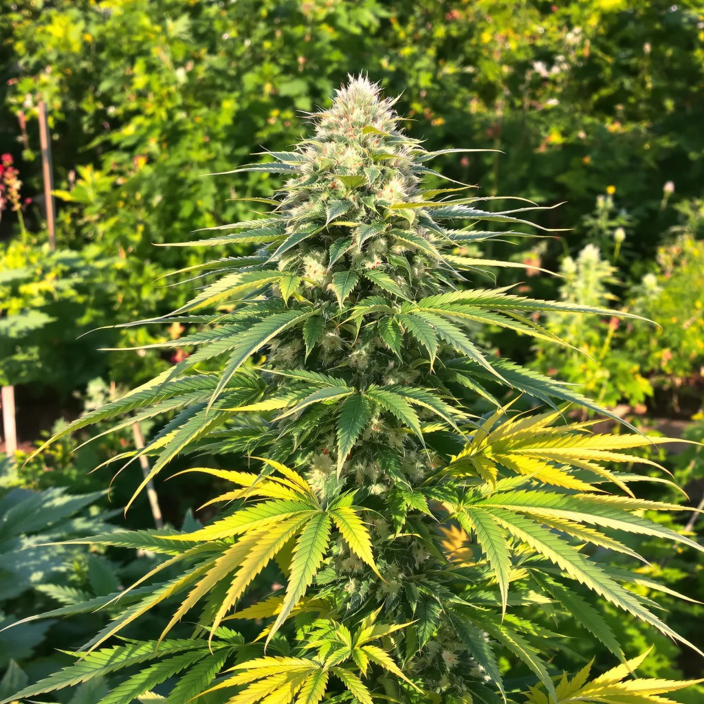 Purple Gorilla 46% indica / 54% sativa — flor con tricomas visibles