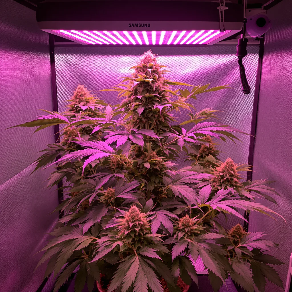Planta de cannabis Purple Hindu Kush en fase de floración — 90-130 cm feminizada
