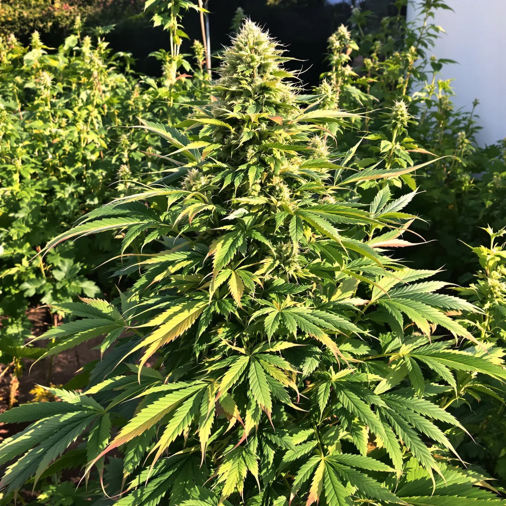 Purple Hindu Kush 100% indica / 50% sativa — flor con tricomas visibles